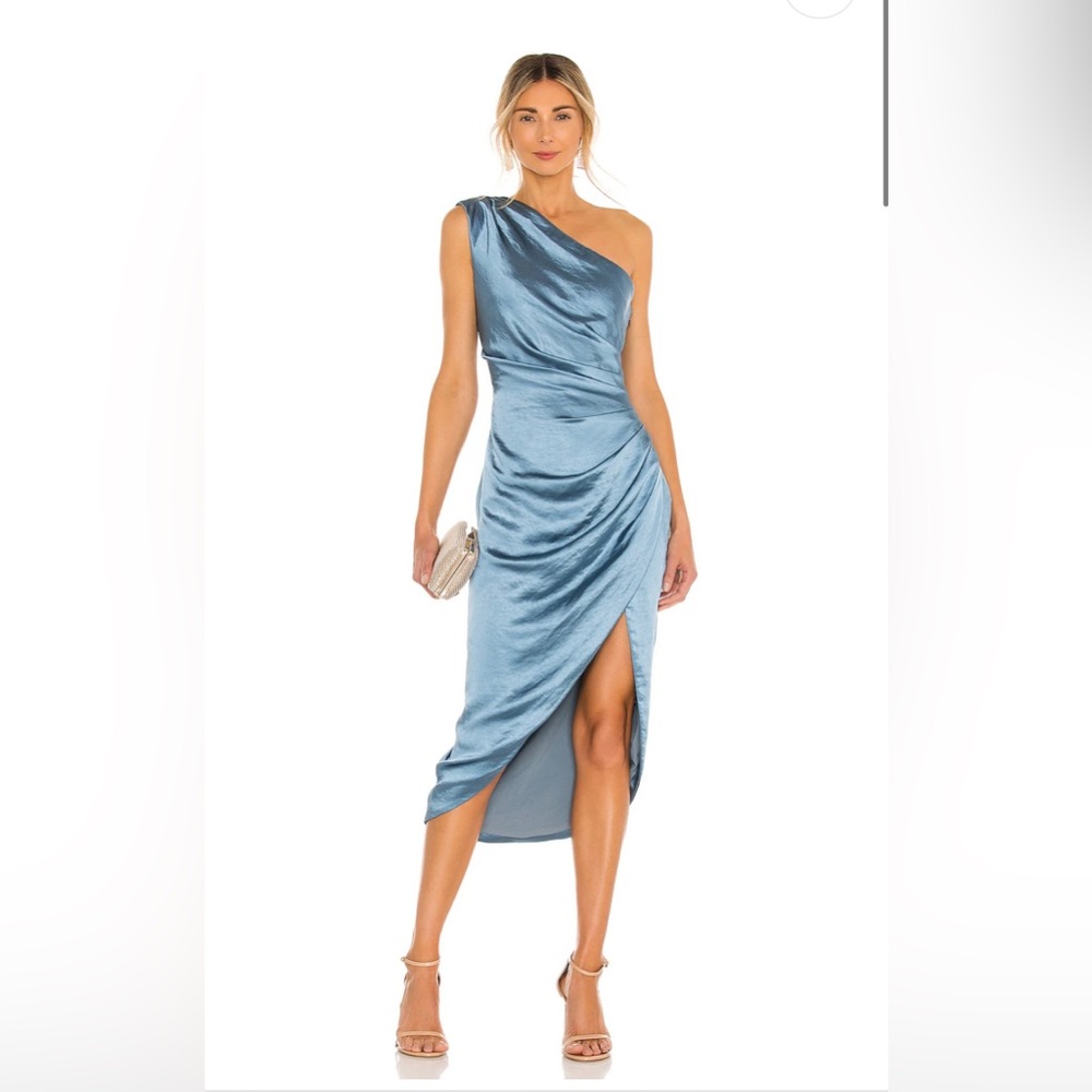ELLIOT one shoulder Cassini dress in blue